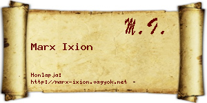 Marx Ixion névjegykártya